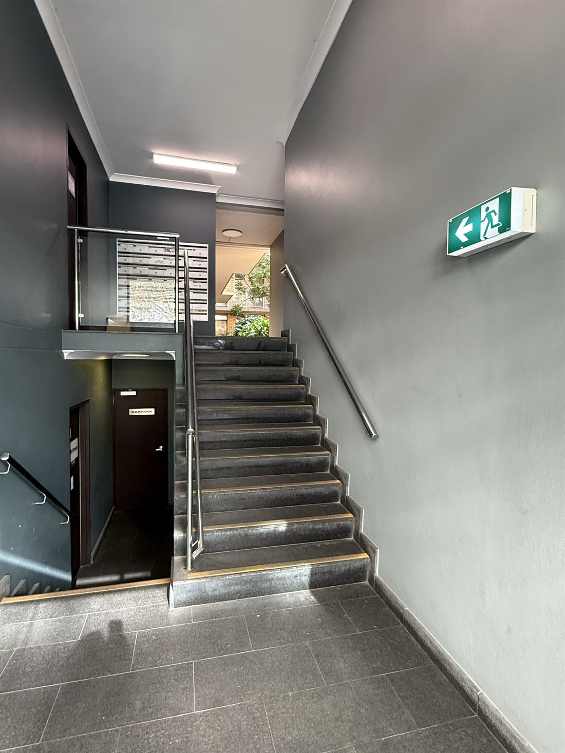 Staircase leading up to the courtyard inside 56-62 Chandos Street